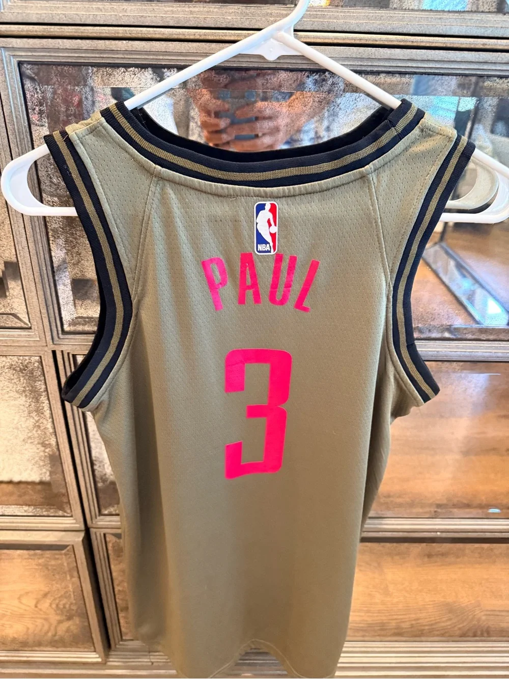 Nike Olive Houston Rockets #3 Jersey with Pink Accents